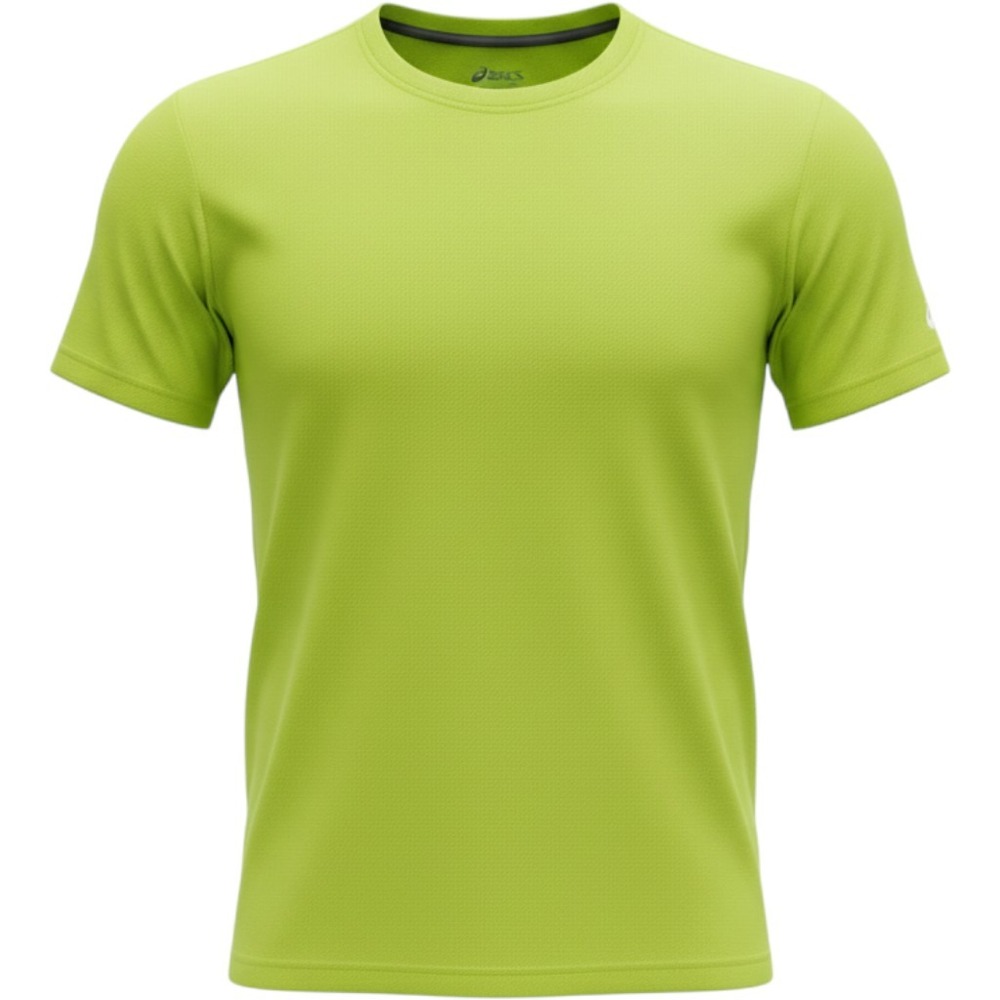 Asics Mens Waffle Knit Performance Running T-Shirt Lime Green Size XS